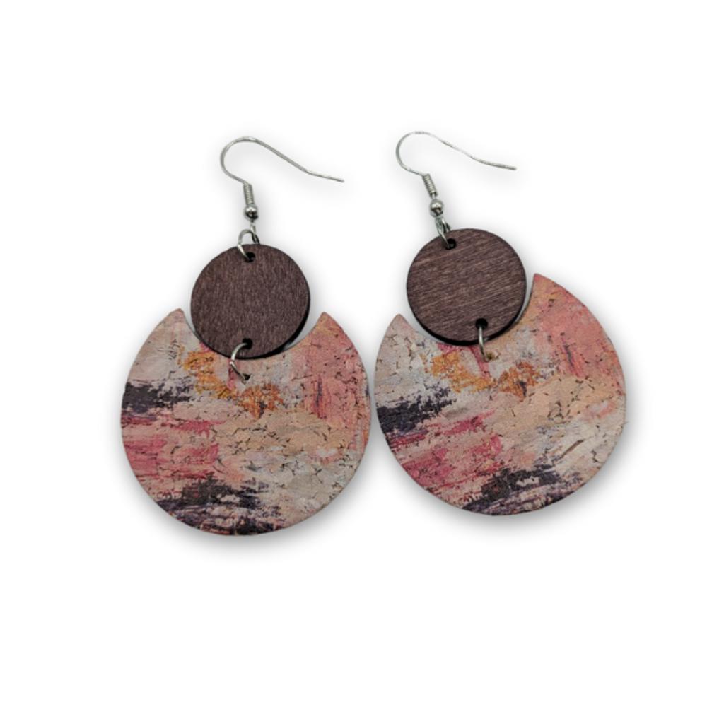 Cork & Wood Disc Earrings