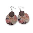 Pink Sunset Cork & Wood Disc Earrings