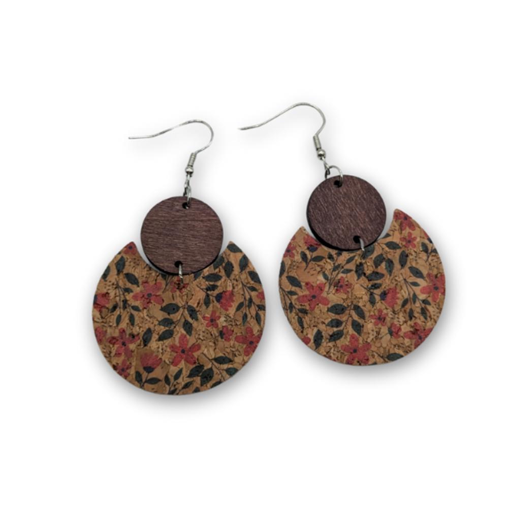 Cork & Wood Disc Earrings