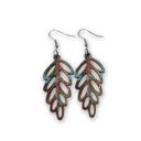 Teal  Wooden Autumn Earrings 2