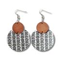  Pattern Print Circle Wood Earrings 1