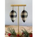  Black and White Plaid Vegan Leather Earring Metal Hook