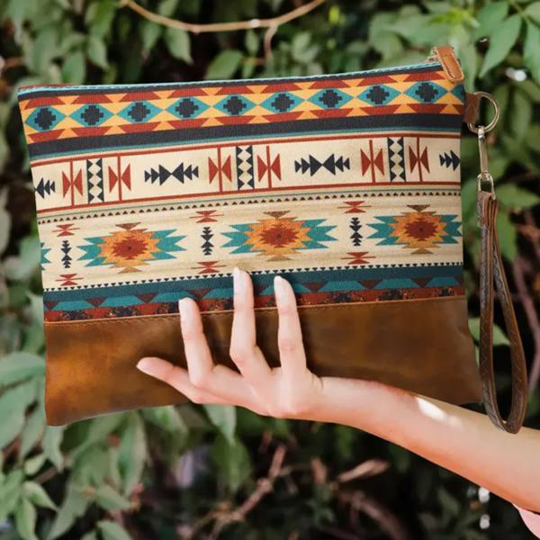 Multicolor Western Aztec Clutch 