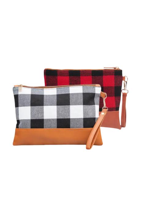 Bundle Rustic Cabin Chic Plaid Clutch with Wristlet Strap