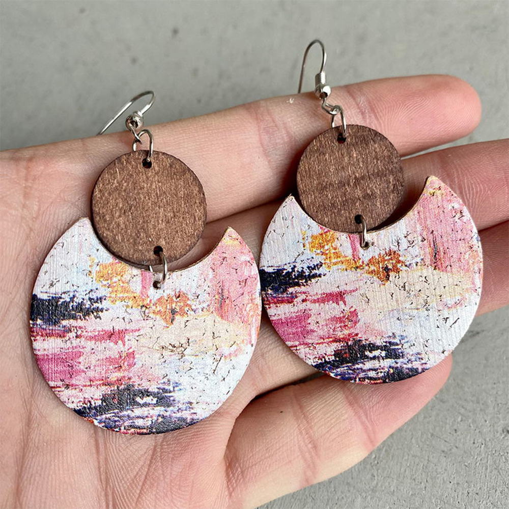 Cork & Wood Disc Earrings