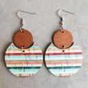  Pattern Print Circle Wood Earrings 4