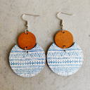  Pattern Print Circle Wood Earrings 5