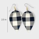  Black and White Plaid Vegan Leather Earring Metal Hook