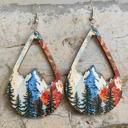  Snow Mountain and Forest Wood Teardrop Earrings 1