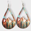  Snow Mountain and Forest Wood Teardrop Earrings 2