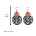  Pattern Print Circle Wood Earrings 2