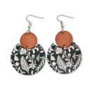  Pattern Print Circle Wood Earrings 3