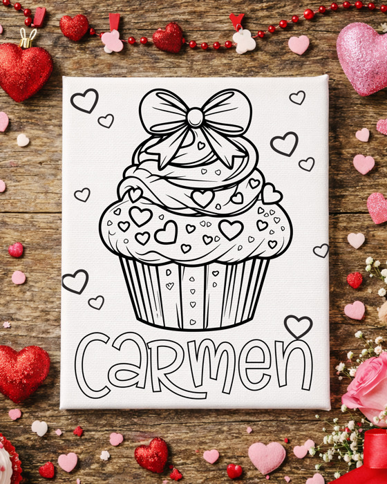 Color-Me Valentine Canvas / Personalized Kids Valentine Coloring Canvas with Washable Markers