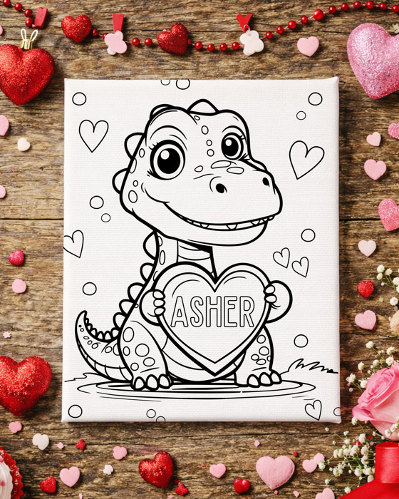 Color-Me Valentine Canvas / Personalized Kids Valentine Coloring Canvas with Washable Markers