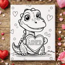 Single Dinosaur Color-Me Valentine Canvas / Personalized Kids Valentine Coloring Canvas with Washable Markers