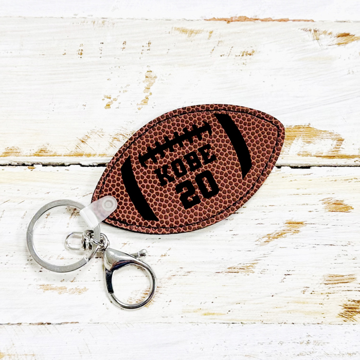 Personalized Football Shaped Keychain / Bag Tag /  Laser Engraved
