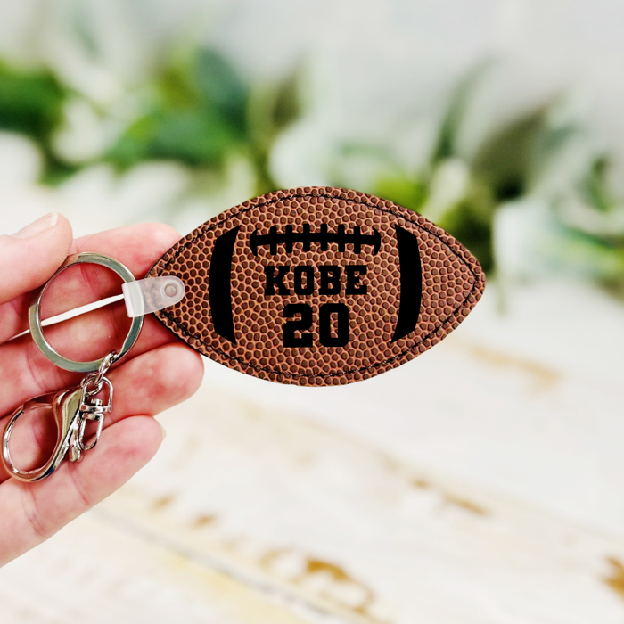 Personalized Football Shaped Keychain / Bag Tag /  Laser Engraved
