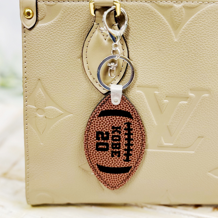 Personalized Football Shaped Keychain / Bag Tag /  Laser Engraved