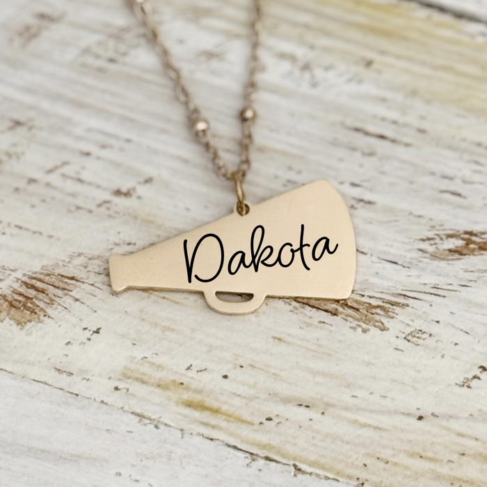 Personalized Stainless Steel Cheer / Megaphone Necklace