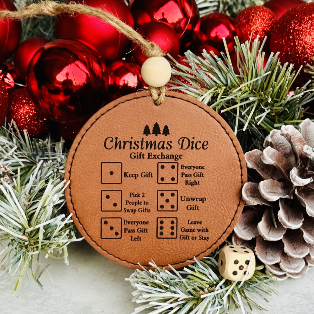 Christmas Dice Game aka Dirty Santa Leatherette Christmas Ornament