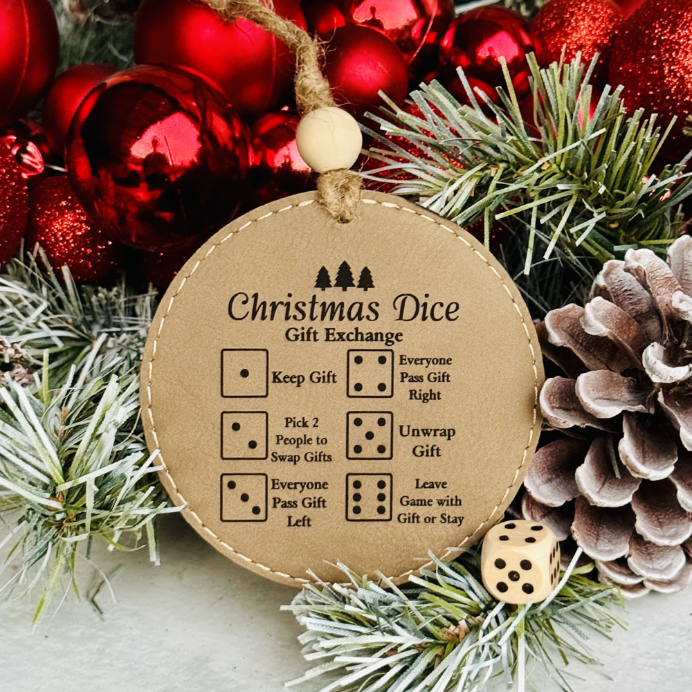 Christmas Dice Game aka Dirty Santa Leatherette Christmas Ornament