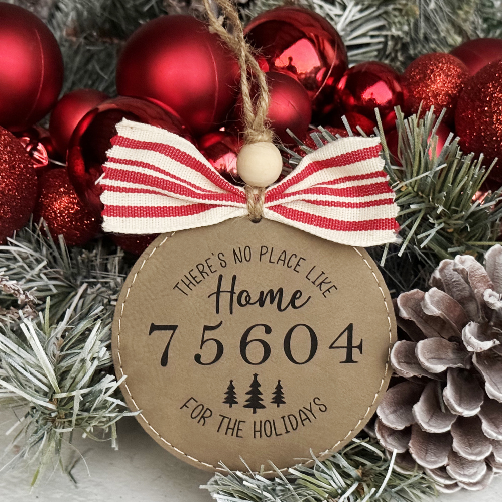 Personalized Leatherette Zip Code Ornament