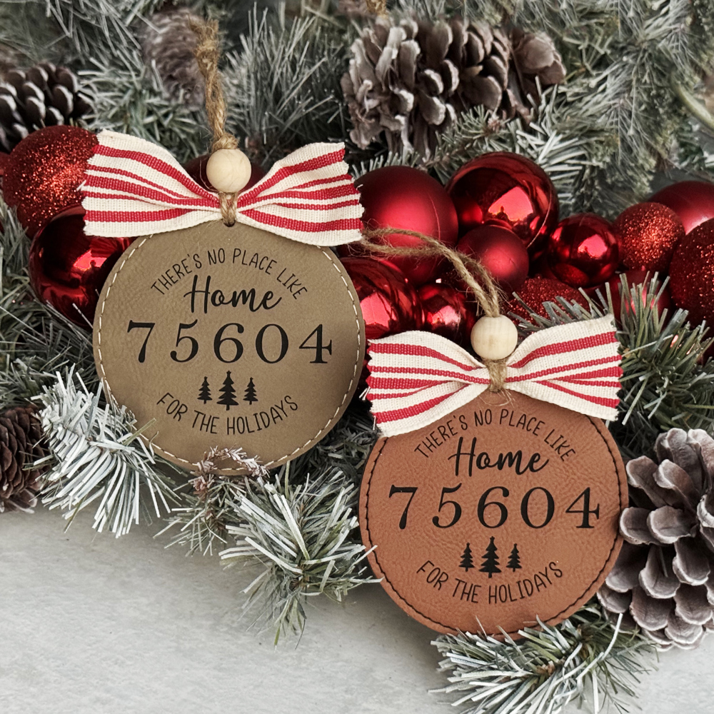 Personalized Leatherette Zip Code Ornament