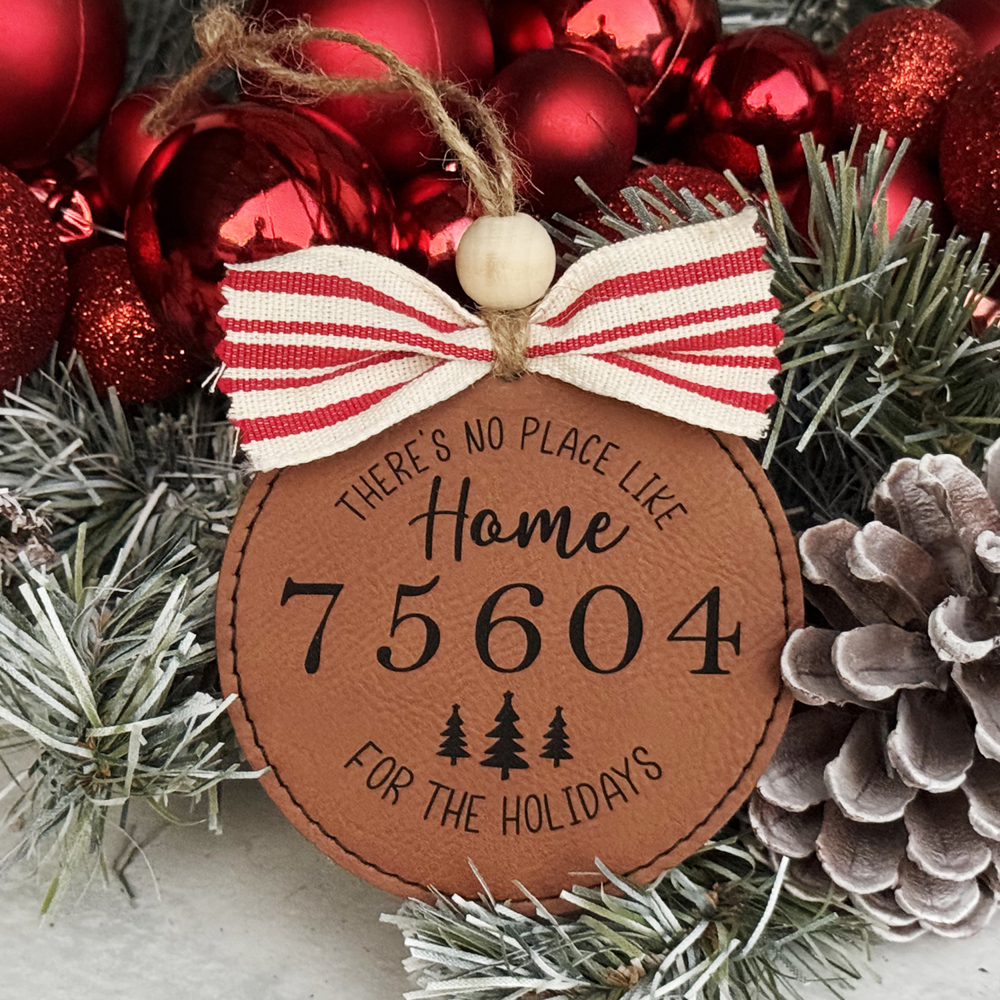 Personalized Leatherette Zip Code Ornament