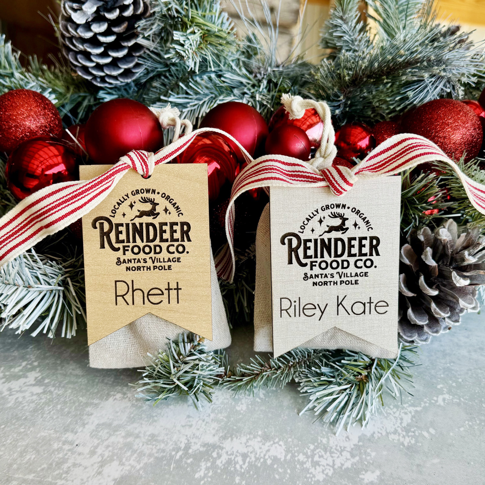 Reindeer Food Sack with Personalized Name Tag