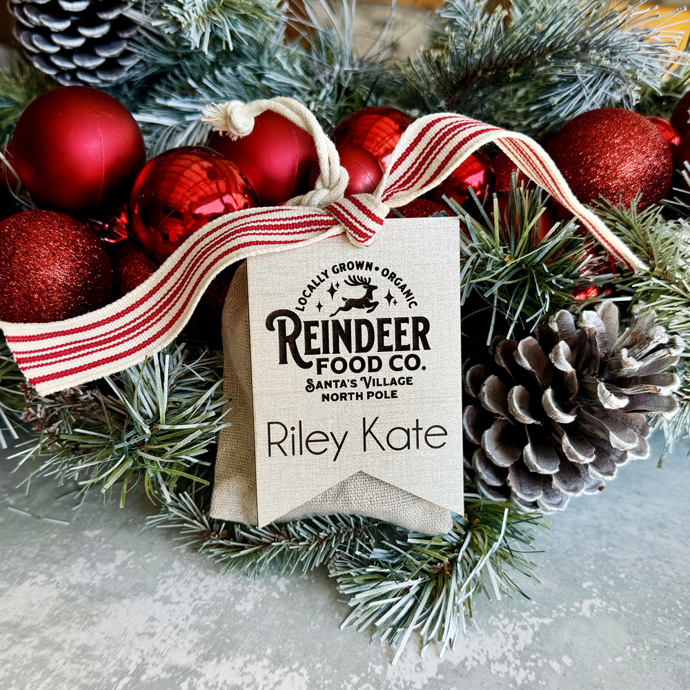 Reindeer Food Sack with Personalized Name Tag