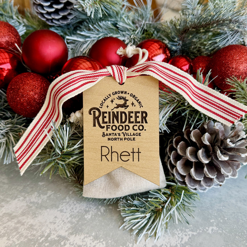 Reindeer Food Sack with Personalized Name Tag