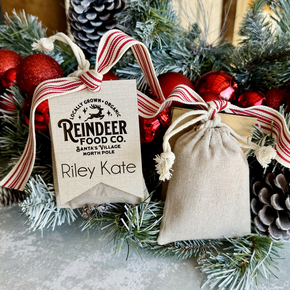 Reindeer Food Sack with Personalized Name Tag