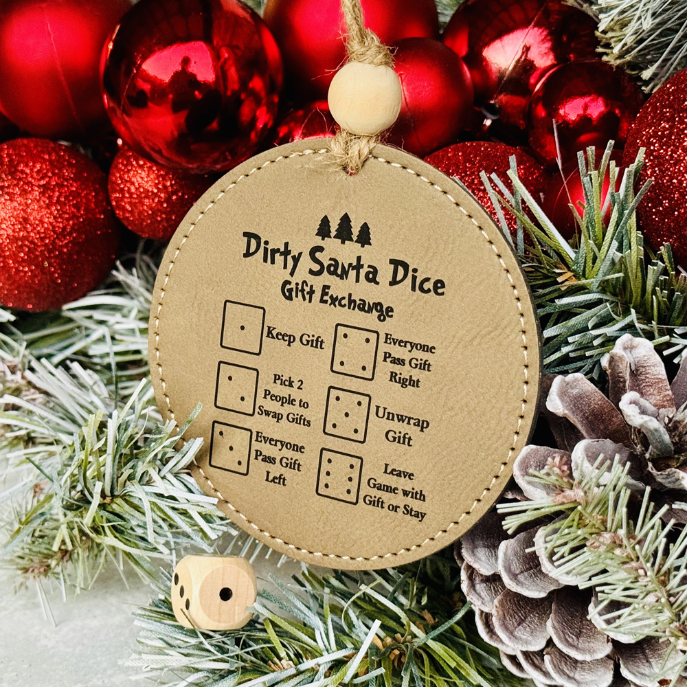 Christmas Dice Game aka Dirty Santa Leatherette Christmas Ornament