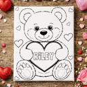 Single Bear Color-Me Valentine Canvas / Personalized Kids Valentine Coloring Canvas with Washable Markers