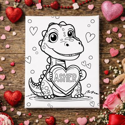 Color-Me Valentine Canvas / Personalized Kids Valentine Coloring Canvas with Washable Markers