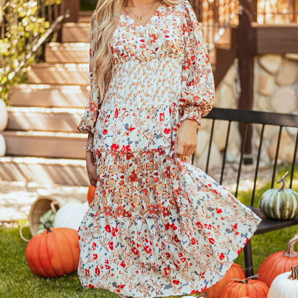 Floral Ruffled Tiered Midi Dress