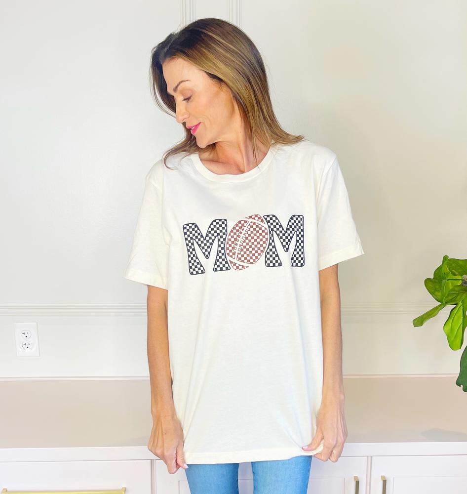 Checkered Football Mom Tee