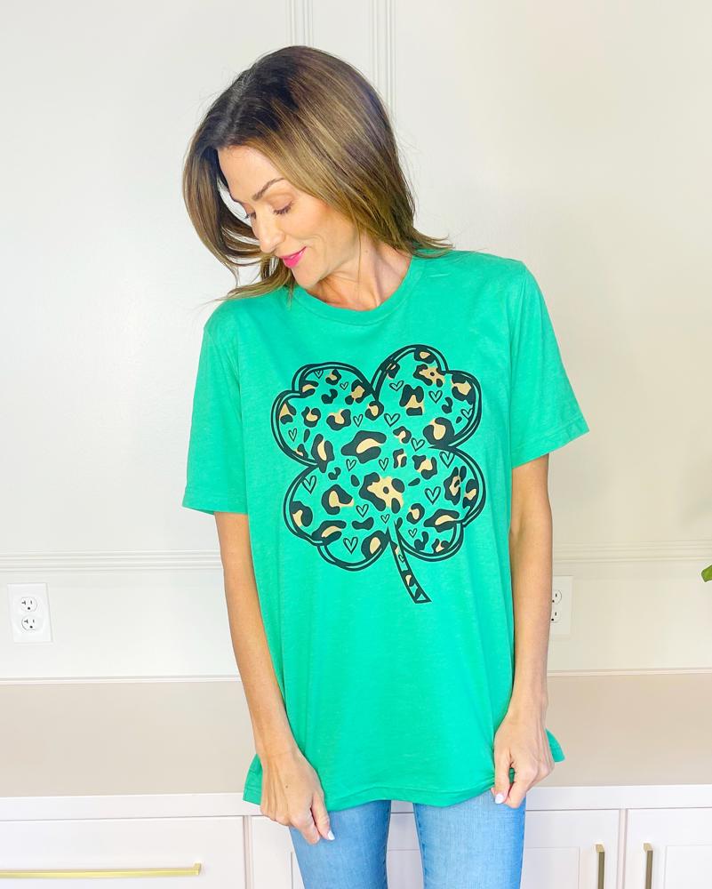 Leopard Shamrock Tee