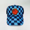 Blue Checker Basketball Patch Trucker Hat