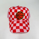 Red Checker Basketball Patch Trucker Hat