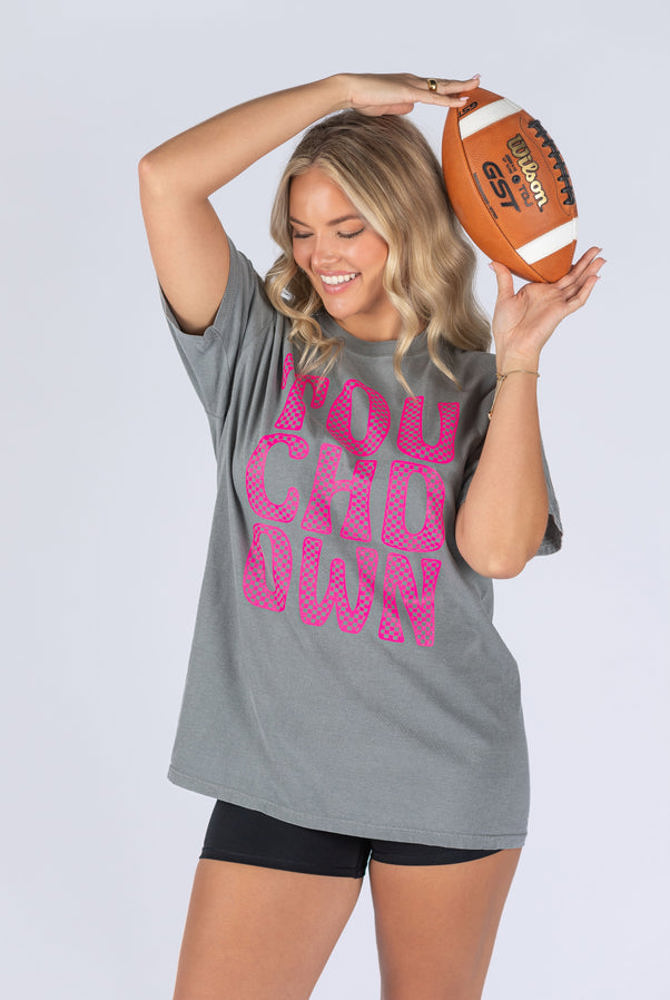 Checkered Pink Touchdown Tee