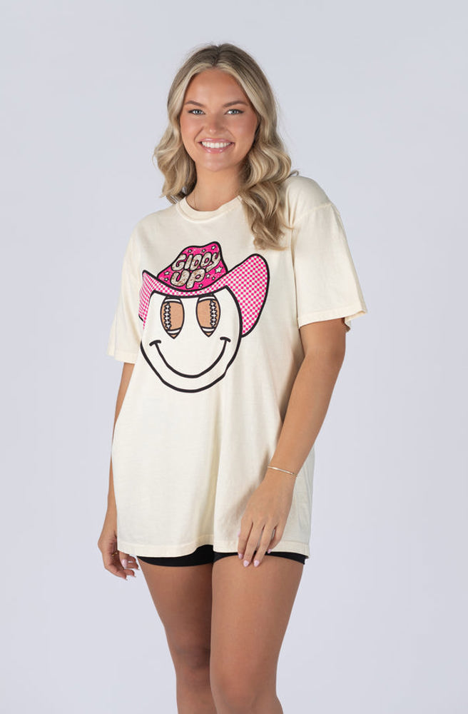 Smiley Cowboy Football Tee