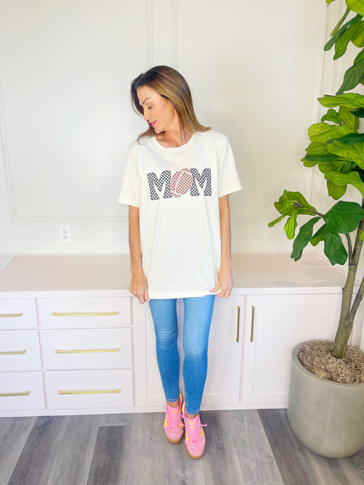 Checkered Football Mom Tee