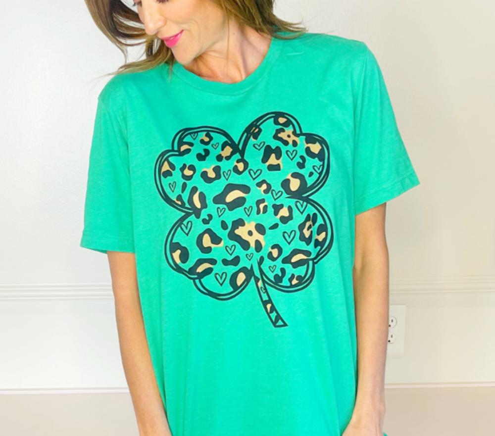 Leopard Shamrock Tee