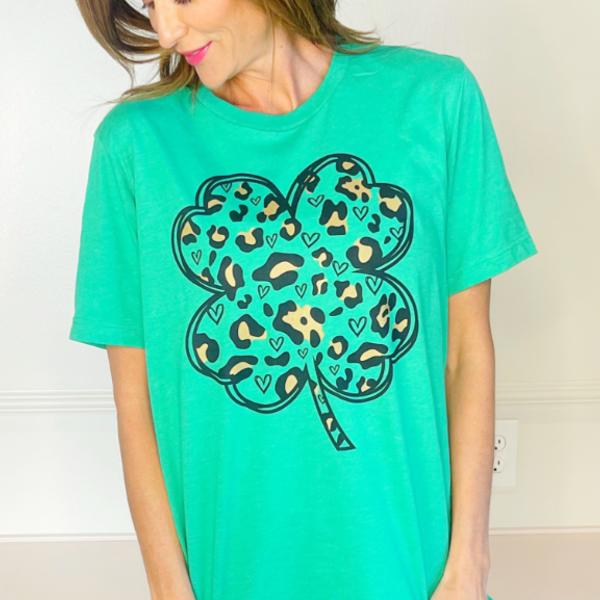 Leopard Shamrock Tee