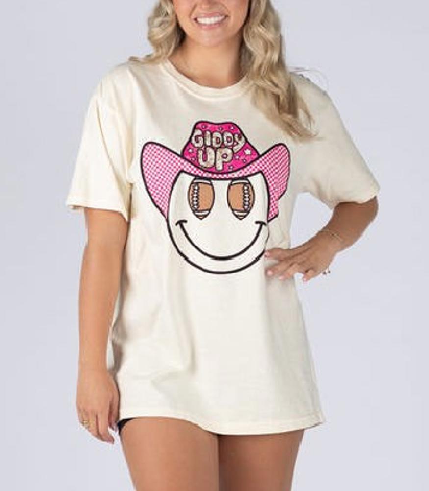 Smiley Cowboy Football Tee