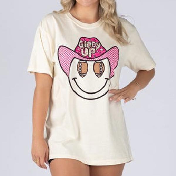 Smiley Cowboy Football Tee