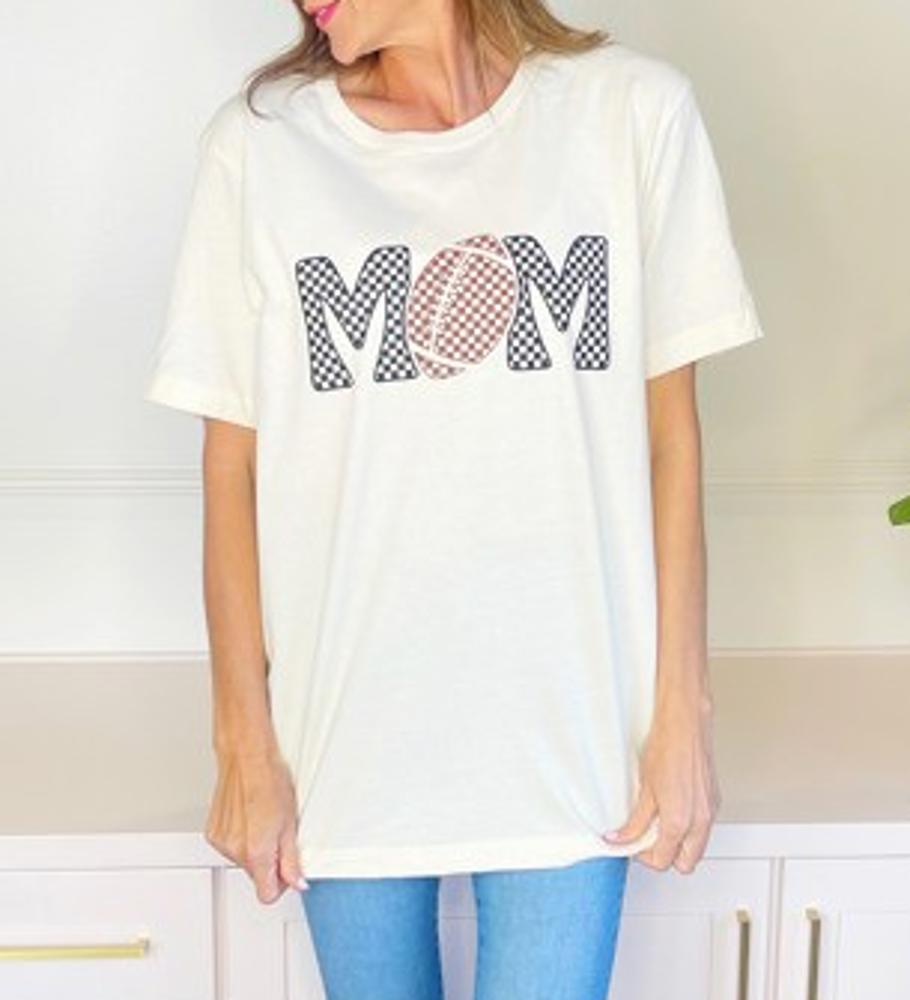 Checkered Football Mom Tee