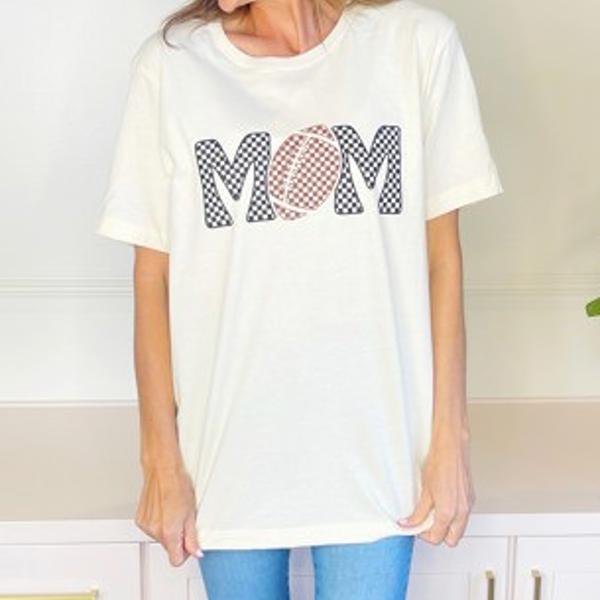 Checkered Football Mom Tee