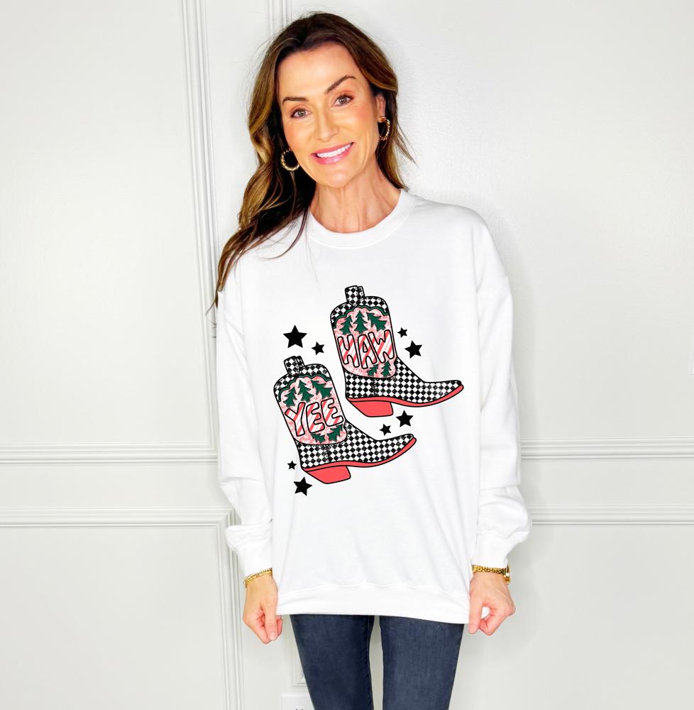 Yeehaw Christmas Boots Sweatshirt